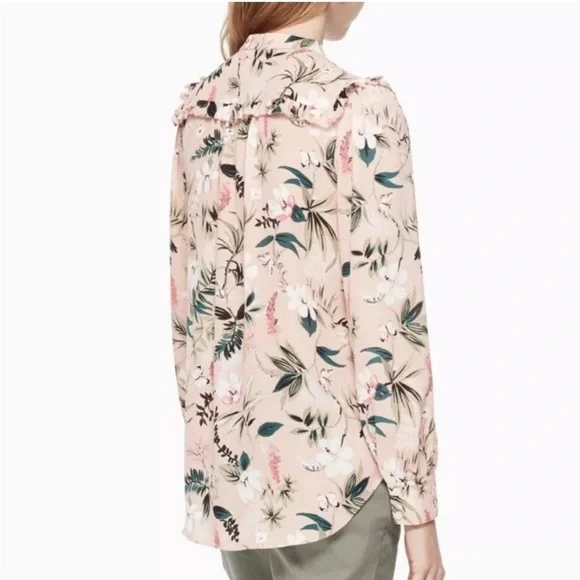 Kate Spade New York Swamped Botanical floral blouse longsleeve pink Small S - Picture 2 of 10